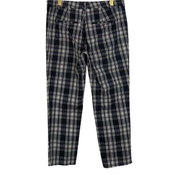 Ann Taylor Cotton Cropped Navy and White Gingham Plaid Straight Leg Pants Size 6 - Picture 3 of 8